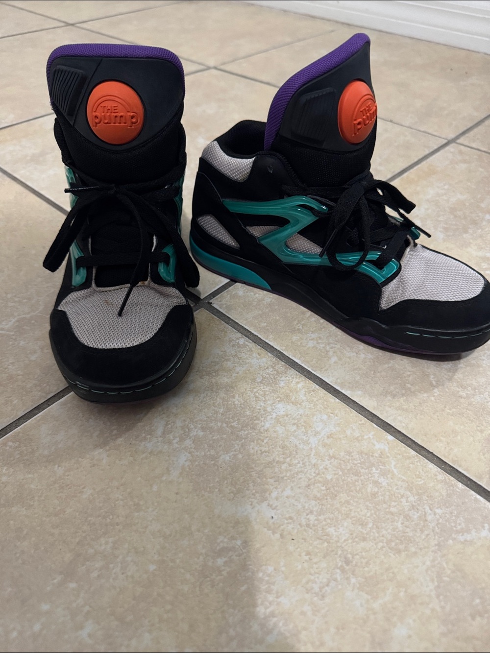 Reebok High-Top Sneakers in Black, Teal, Purple & Orange